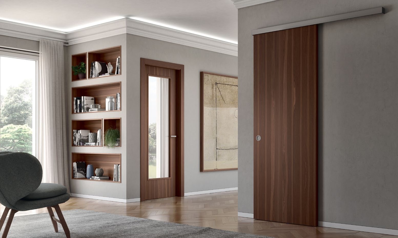 Porte intérieure dans un intérieur architectural
