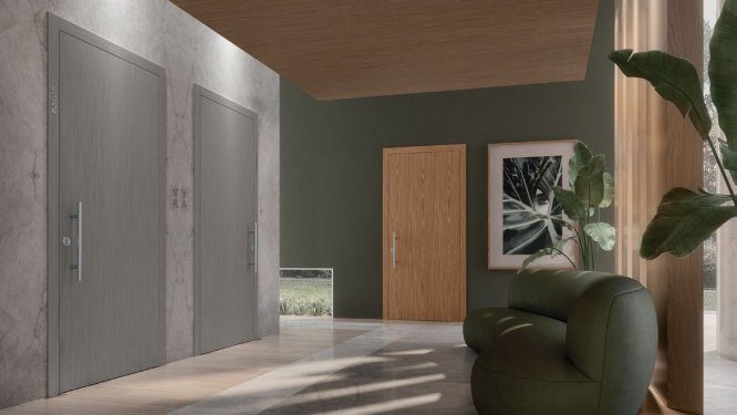 Holztür in einem Wohnraum