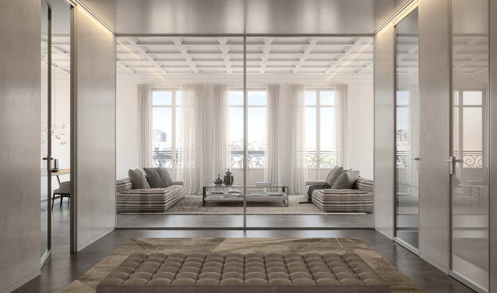 Mur miroir dans un intérieur élégant